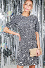 Load image into Gallery viewer, Velvet Embroidered Sequin Detail Knee Dress