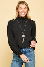 Load image into Gallery viewer, Solid Top with Smocked Detailed Neck and Wrist
