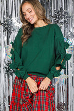 Load image into Gallery viewer, Bow Embellished Long-Sleeve Crew Neck Knit Sweater