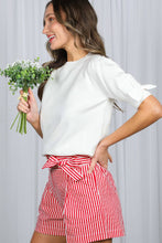 Load image into Gallery viewer, Bow Design Puff Sleeve Crew Neck Knitted Sweater Top