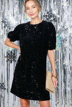 Load image into Gallery viewer, Velvet Embroidered Sequin Detail Knee Dress