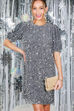 Load image into Gallery viewer, Velvet Embroidered Sequin Detail Knee Dress

