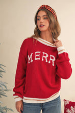 Load image into Gallery viewer, MERRY Color Block Drop Shoulder Christmas Sweater | S-XL
