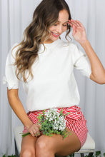 Load image into Gallery viewer, Bow Design Puff Sleeve Crew Neck Knitted Sweater Top
