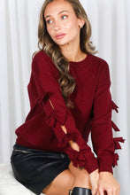 Load image into Gallery viewer, Bow Embellished Long-Sleeve Crew Neck Knit Sweater
