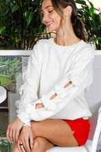 Load image into Gallery viewer, Bow Embellished Long-Sleeve Crew Neck Knit Sweater
